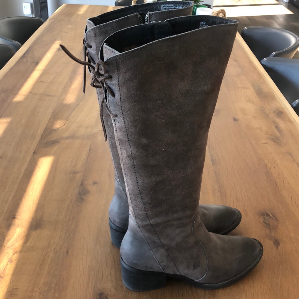 Born tall brownish gray  suede boots